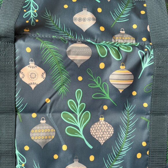 Thirty-One Green w/Christmas Holiday Ornaments Insulated Tote w/Zipper Close - Picture 7 of 14